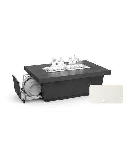 American Fyre Designs 52"W x 36"D x 18-1/2"H Rectangle Contempo LP Select Fire Table 785-WA-11-M4PC - White Aspen