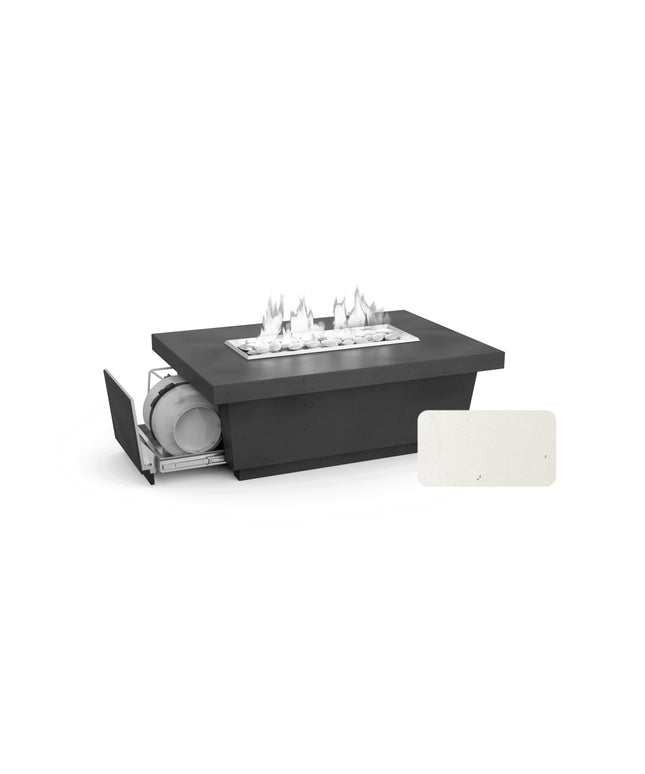 American Fyre Designs 52"W x 36"D x 18-1/2"H Rectangle Contempo LP Select Fire Table 785-WA-11-M4PC - White Aspen