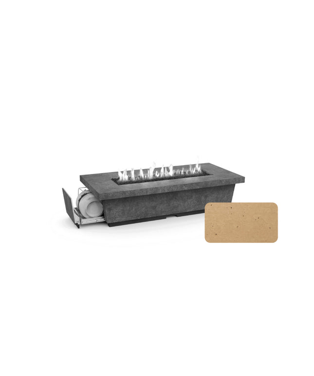 American Fyre Designs 76"W x 36"D x 18-1/2"H Rectangle Contempo Long LP Select Fire Table 788-CB-11-M8PC - Cafe Blanco