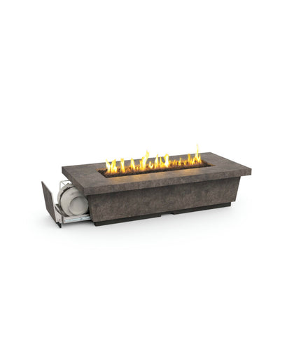 American Fyre Designs 76"W x 36"D x 18-1/2"H Rectangle Contempo Long LP Select Fire Table 788-DB-11-M8PC - Dark Bassalt