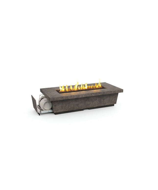 American Fyre Designs 76"W x 36"D x 18-1/2"H Rectangle Contempo Long LP Select Fire Table 788-DB-11-M8PC - Dark Bassalt
