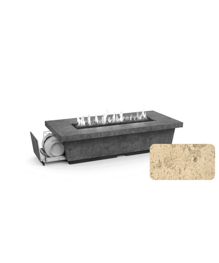American Fyre Designs 76"W x 36"D x 18-1/2"H Rectangle Contempo Long LP Select Fire Table 788-TR-11-M8PC - Travetine