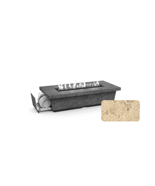 American Fyre Designs 76"W x 36"D x 18-1/2"H Rectangle Contempo Long LP Select Fire Table 788-TR-11-M8PC - Travetine