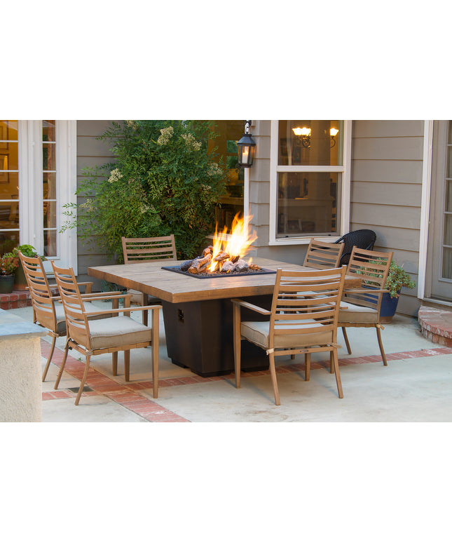 American Fyre Designs 60"W x 60"D x 29"H Square Reclaimed Wood Cosmopolitan Dining Fire Table 642-BA-FO-M6 - French Oak