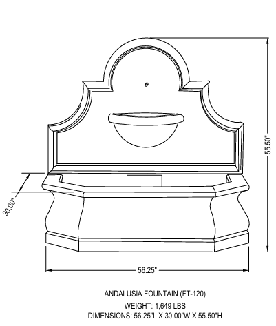 Campania Andalusia 56" W x 30" D x 55" H Cast Stone Wall Fountain FT-120-GS - Greystone