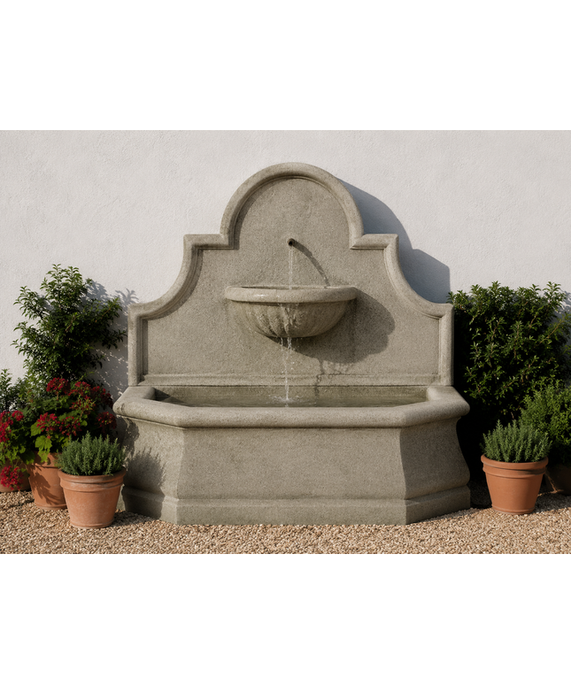 Campania Andalusia 56" W x 30" D x 55" H Cast Stone Wall Fountain FT-120-GS - Greystone