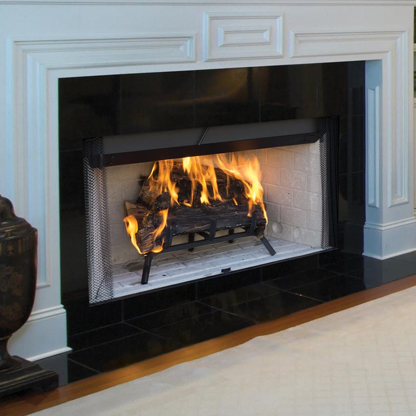 Astria 36" Craftsman Wood Burning Fireplace w/ White Stacked Refractor ...