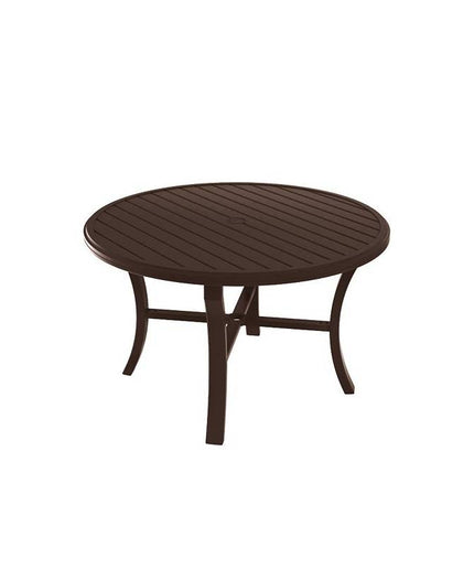 Tropitone Banchetto 48"Diameter x 28"H Round Dining Table w/ Umbrella Hole 401148U - Rich Earth