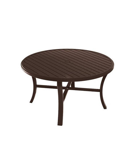 Tropitone Banchetto 54"Diameter x 28"H Round Dining Table w/ Umbrella Hole 401154U - Rich Earth
