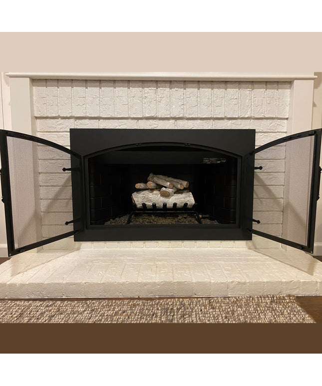 Wilshire Traditional Fireplace Doors with Arch Conversion - Matte Black