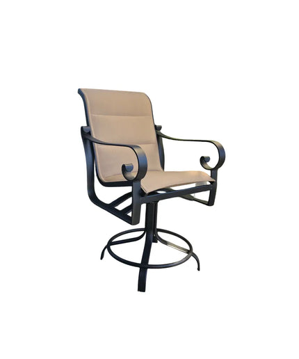 Woodard Belden Padded Sling Swivel Counter Stool 62H569 - Textured Black / Canvas Heather Beige