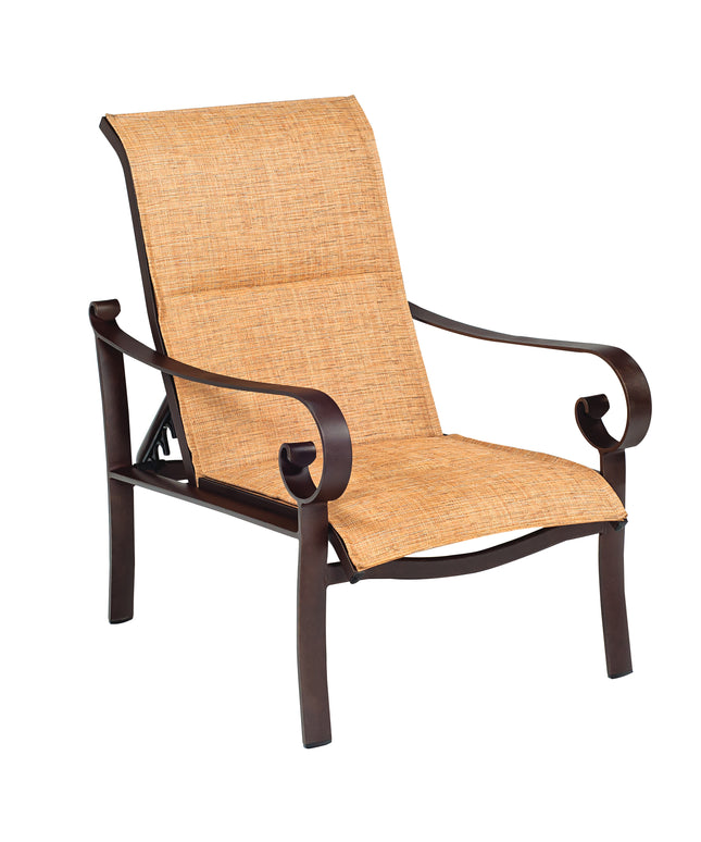 Woodard Belden Padded Sling Adjustable Lounge Chair 62H535- Textured Black / Canvas Heather Beige