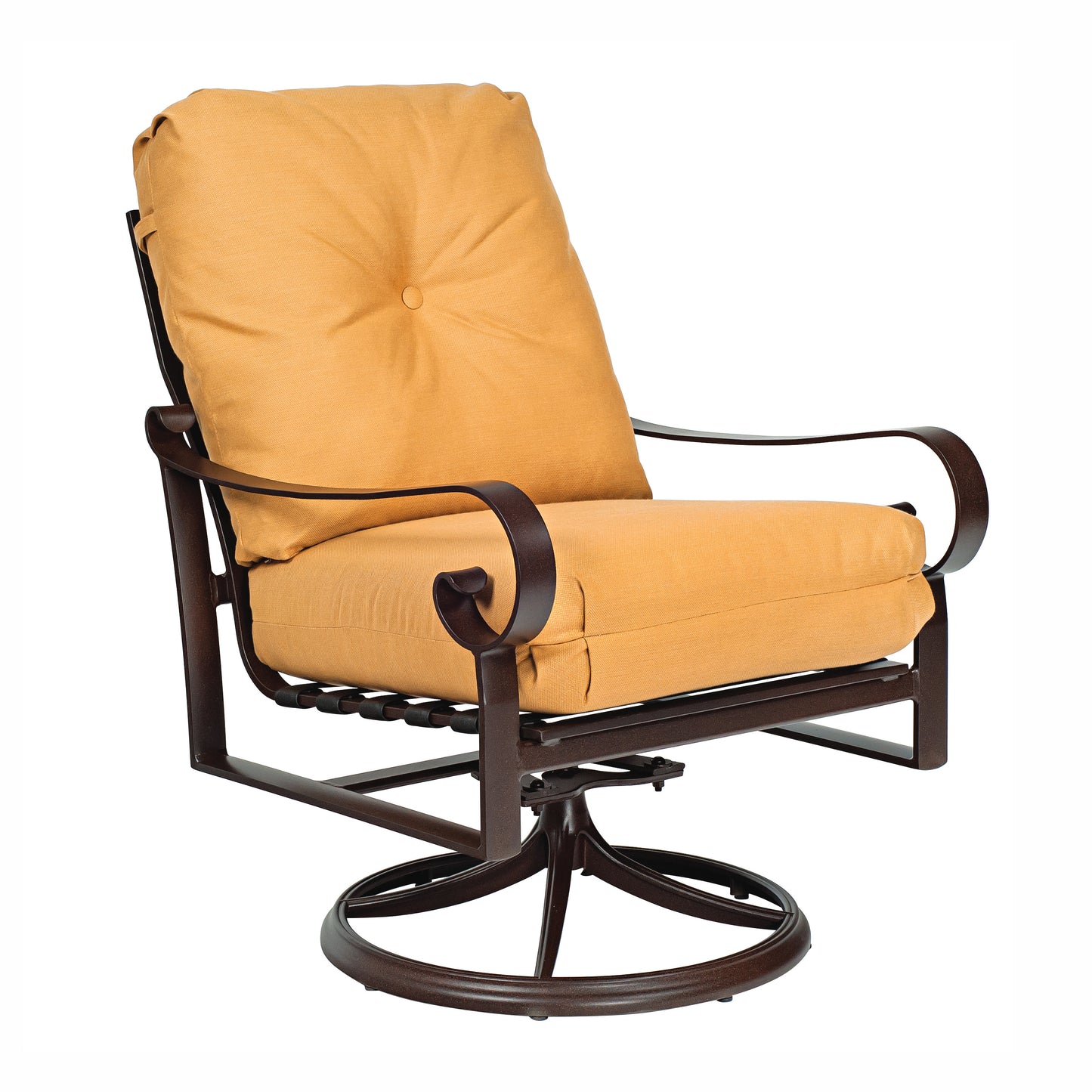 Woodard Belden Cushion Swivel Rocking Lounge Chair 690477M - Textured Black / Canvas Heather Beige