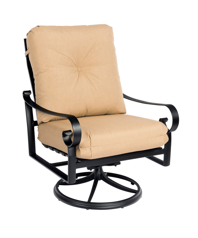 Woodard Belden Cushion Big Mans Swivel Rocking Lounge Chair 690677M - Textured Black / Canvas Heather Beige