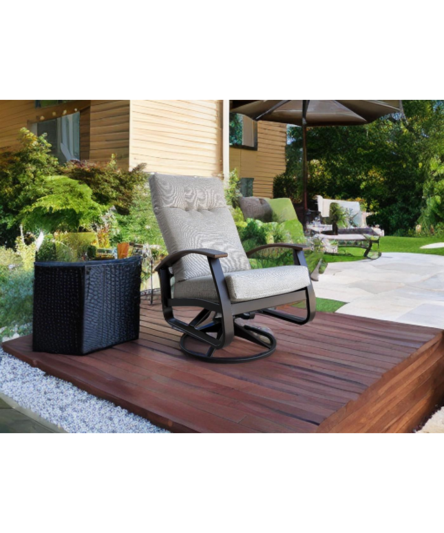 Telescope Belle Isle Cushion Supreme Swivel Rocker w/ RU0 Chestnut Rustic Polymer Arms BU8K924 - Kona / Chestnut / Huskie