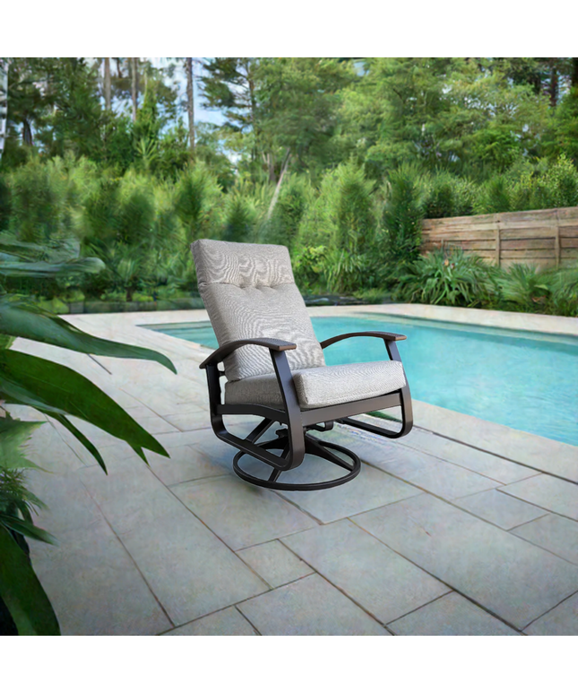 Telescope Belle Isle Cushion Supreme Swivel Rocker w/ RU0 Chestnut Rustic Polymer Arms BU8K924 - Kona / Chestnut / Huskie