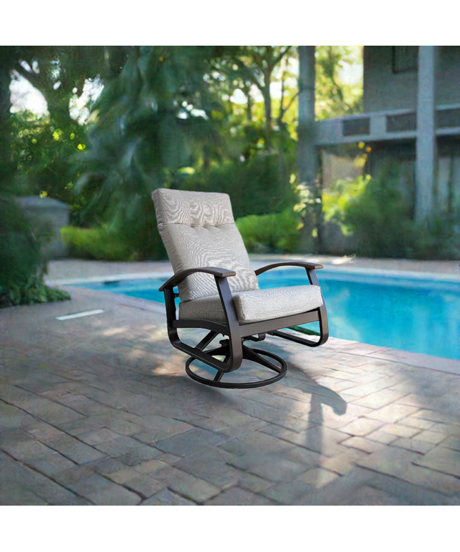 Telescope Belle Isle Cushion Supreme Swivel Rocker w/ RU0 Chestnut Rustic Polymer Arms BU8K924 - Kona / Chestnut / Huskie
