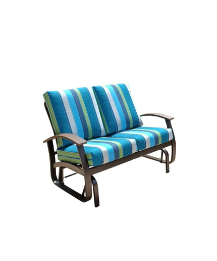 Telescope Belle Isle Cushion Love Seat Glider w/ RU0 Chestnut Rustic Polymer Arms BU4K676 - Kona / Chestnut / Calypso