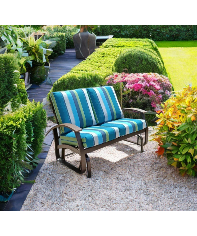 Telescope Belle Isle Cushion Love Seat Glider w/ RU0 Chestnut Rustic Polymer Arms BU4K676 - Kona / Chestnut / Calypso