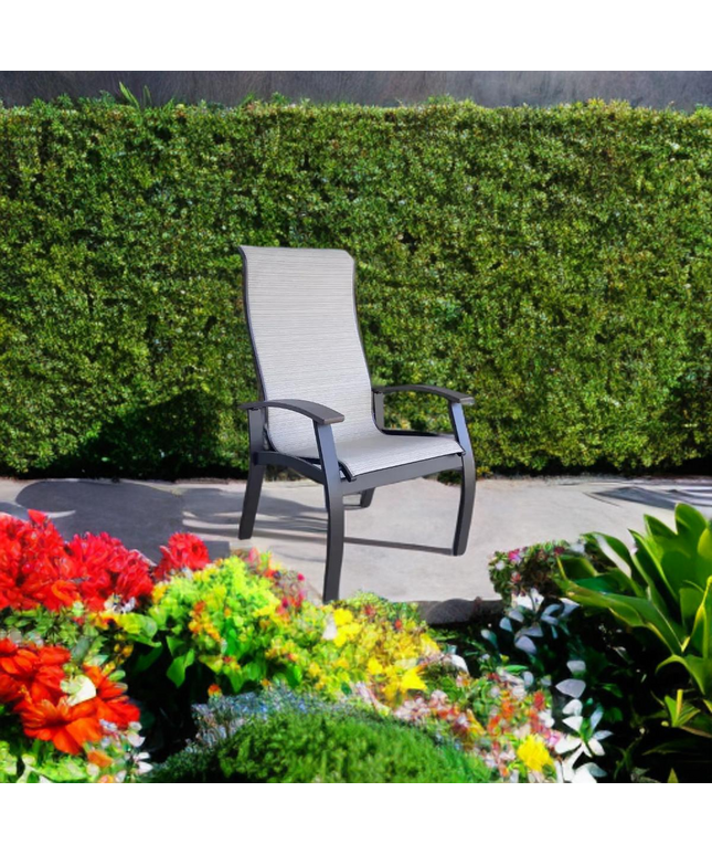 Telescope Belle Isle Sling Supreme Arm Chair w/ RU0 Chestnut Rustic Polymer Arms LU1K80901 - Kona w/ Chestnut / Newport