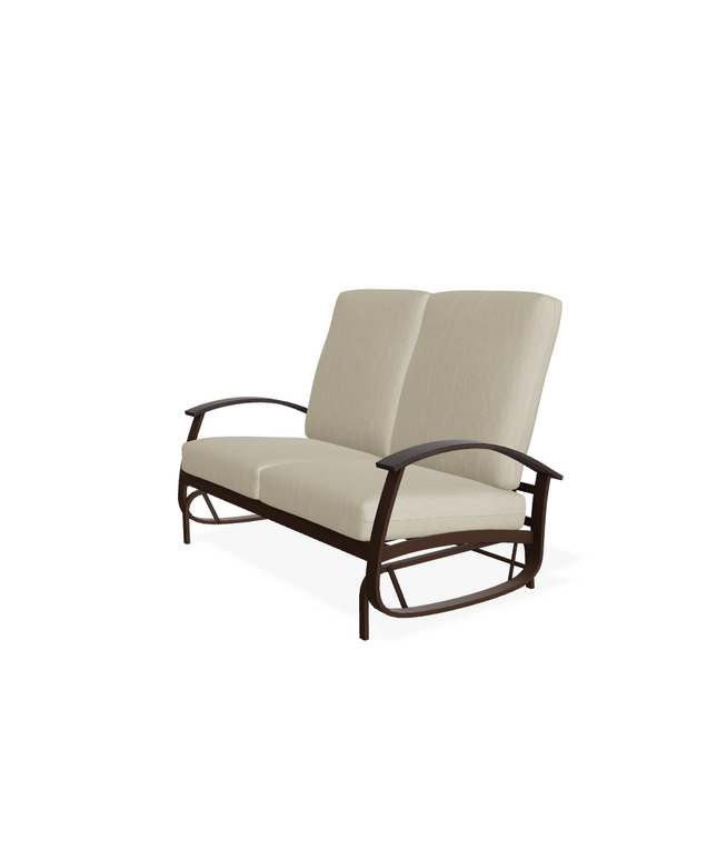 Telescope Belle Isle Cushion Love Seat Glider w/ RU0 Chestnut Rustic Polymer Arms BU4K924 - Kona / Chestnut / Huskie