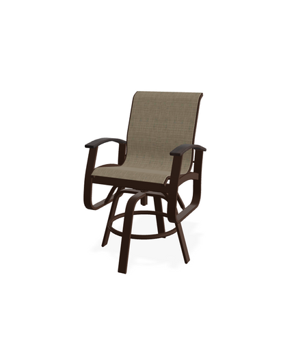 Telescope Belle Isle Sling Balcony Height Swivel Arm Chair w/ RU0 Chestnut Rustic Polymer Arms LUAK809 - Kona / Chestnut / Newport