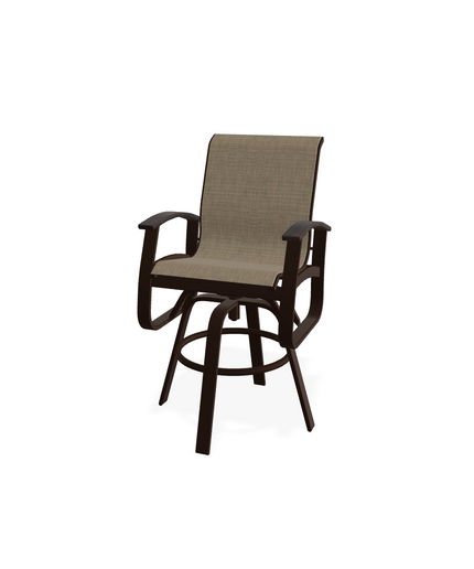 Telescope Belle Isle Sling Bar Height Swivel Arm Chair w/ RU0 Chestnut Rustic Polymer Arms LUBK809 - Kona / Chestnut / Newport