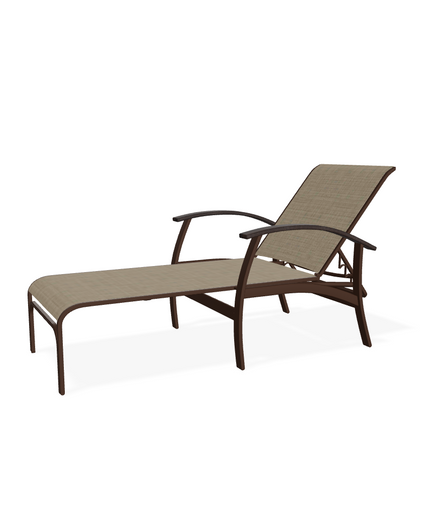 Telescope Belle Isle Sling Chaise Lounge w/ RU0 Chestnut Rustic Polymer Arms LU2K809 - Kona / Chestnut / Newport