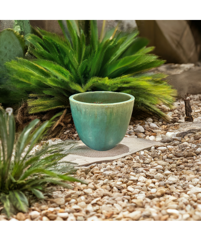 Big Sonoma 14" Diameter x 12.5"H Round Ceramic Planter PV-LB5151GNS-D - Green Steam