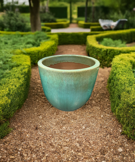 Big Sonoma 17.5" Diameter x 15"H Round Ceramic Planter PV-LB5151GNS-C - Green Steam