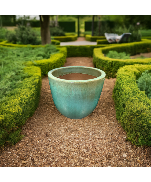 Big Sonoma 17.5" Diameter x 15"H Round Ceramic Planter PV-LB5151GNS-C - Green Steam
