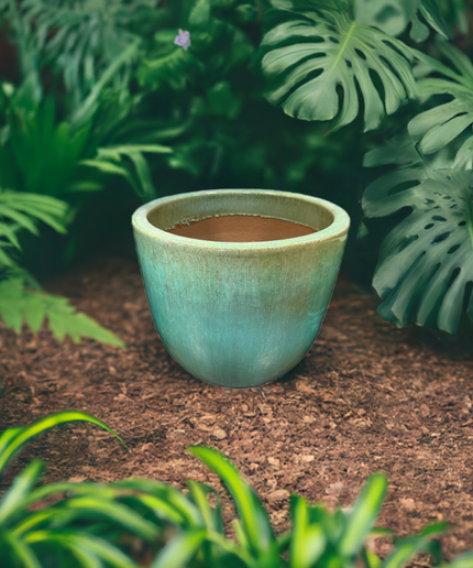 Big Sonoma 17.5" Diameter x 15"H Round Ceramic Planter PV-LB5151GNS-C - Green Steam