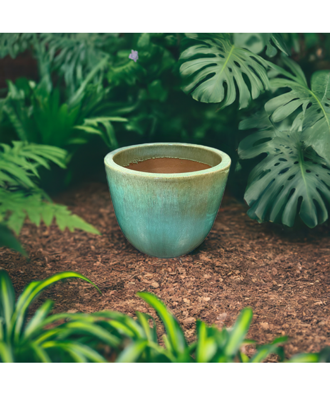 Big Sonoma 17.5" Diameter x 15"H Round Ceramic Planter PV-LB5151GNS-C - Green Steam