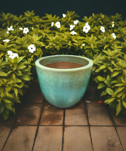 Big Sonoma 17.5" Diameter x 15"H Round Ceramic Planter PV-LB5151GNS-C - Green Steam
