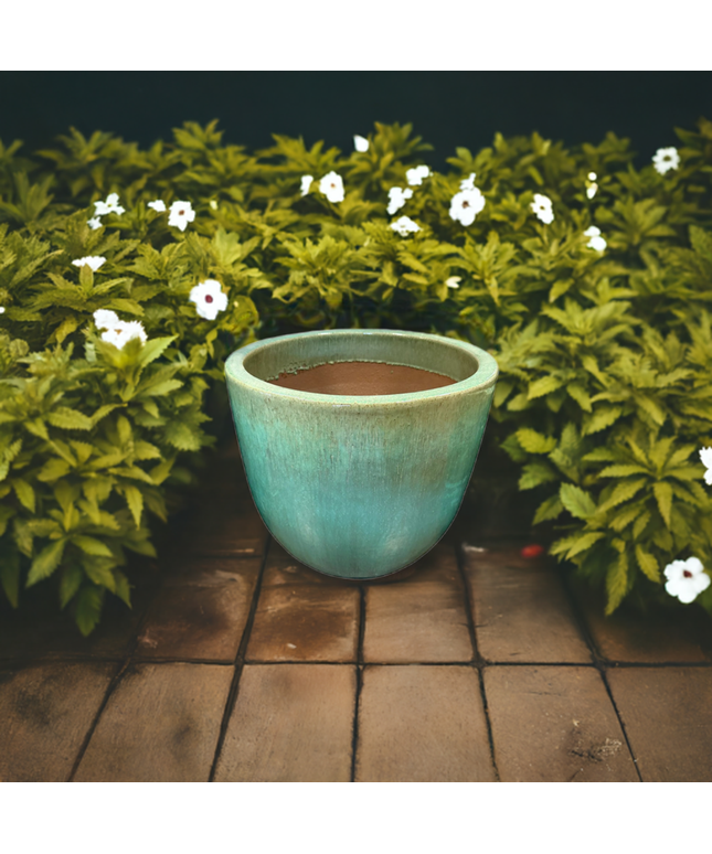 Big Sonoma 17.5" Diameter x 15"H Round Ceramic Planter PV-LB5151GNS-C - Green Steam