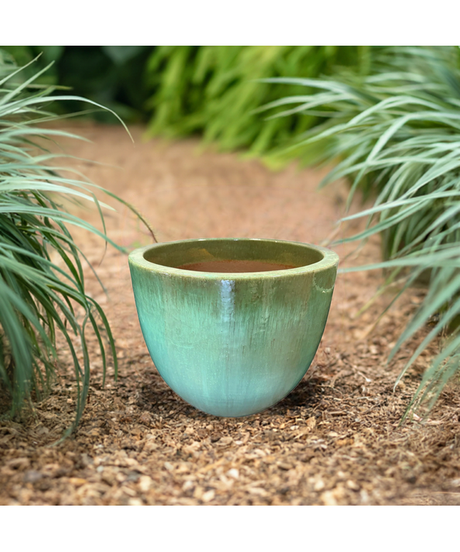 Big Sonoma 22" Diameter x 19"H Round Ceramic Planter PV-LB5151GNS-B - Green Steam