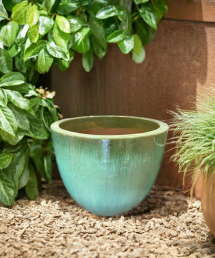 Big Sonoma 22" Diameter x 19"H Round Ceramic Planter PV-LB5151GNS-B - Green Steam