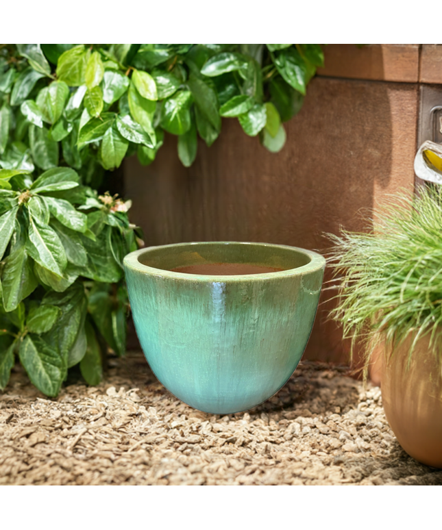 Big Sonoma 22" Diameter x 19"H Round Ceramic Planter PV-LB5151GNS-B - Green Steam