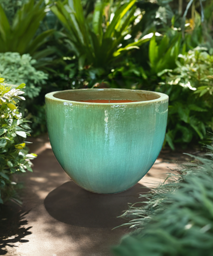 Big Sonoma 27" Diameter x 22"H Round Ceramic Planter PV-LB5151GNS-A - Green Steam