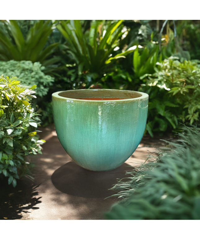 Big Sonoma 27" Diameter x 22"H Round Ceramic Planter PV-LB5151GNS-A - Green Steam