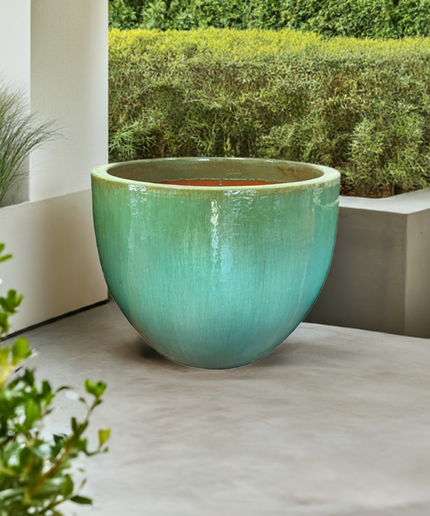 Big Sonoma 27" Diameter x 22"H Round Ceramic Planter PV-LB5151GNS-A - Green Steam