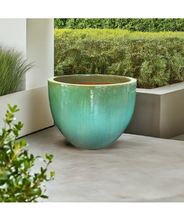 Big Sonoma 27" Diameter x 22"H Round Ceramic Planter PV-LB5151GNS-A - Green Steam
