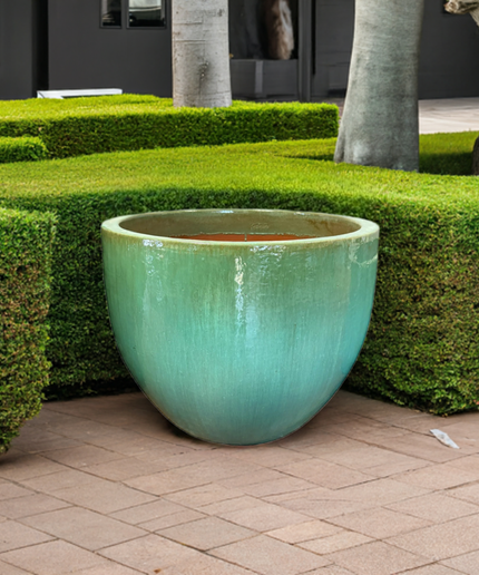 Big Sonoma 27" Diameter x 22"H Round Ceramic Planter PV-LB5151GNS-A - Green Steam