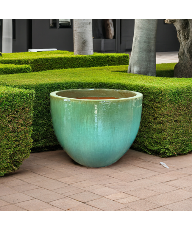 Big Sonoma 27" Diameter x 22"H Round Ceramic Planter PV-LB5151GNS-A - Green Steam