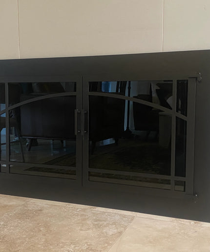 Biltmore Fireplace Doors with Center Bar - Matte Black