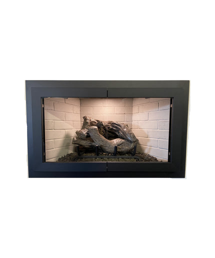 Century City Modern Fireplace Doors with Hidden Frame - Matte Black