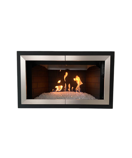 Century City Modern Fireplace Doors - Textured Black / Brite Nickel