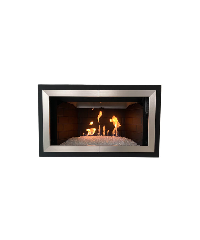 Century City Modern Fireplace Doors - Textured Black / Brite Nickel