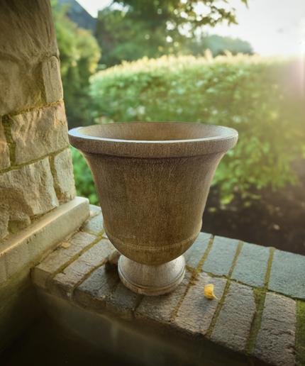 Campania Pascal 23" W x 28" H Round Large Cast Stone Urn Planter P-664-AL - Aged Limestone