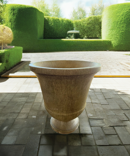 Campania Pascal 23" W x 28" H Round Large Cast Stone Urn Planter P-664-AL - Aged Limestone